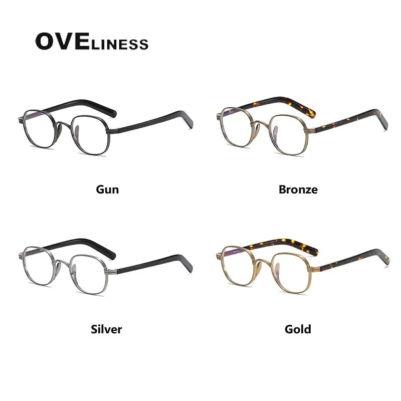 Oveliness Unisex Full Rim Round Acetate Titanium Eyeglasses 132