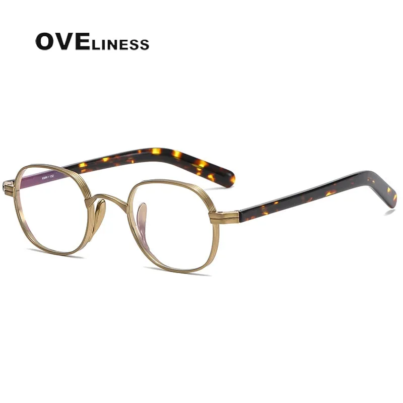 Oveliness Unisex Full Rim Round Acetate Titanium Eyeglasses 132