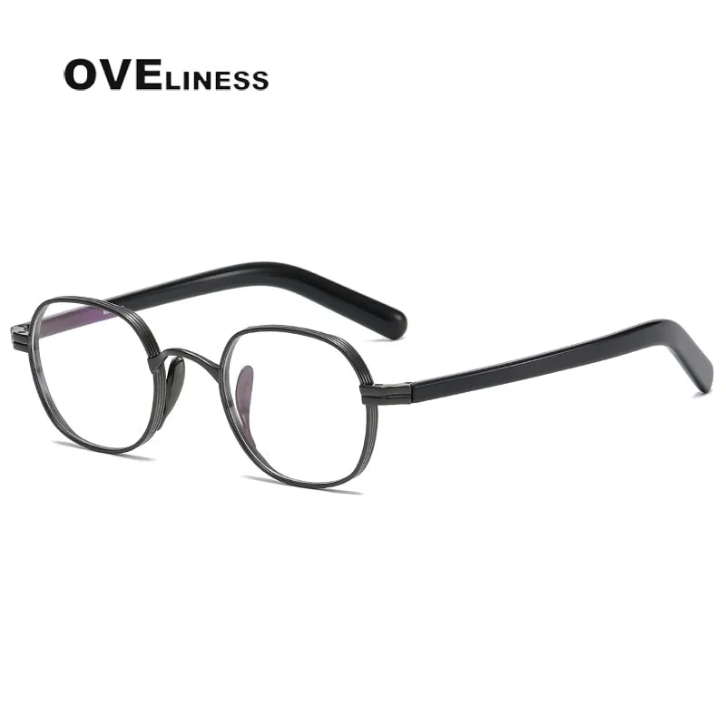 Oveliness Unisex Full Rim Round Acetate Titanium Eyeglasses 132