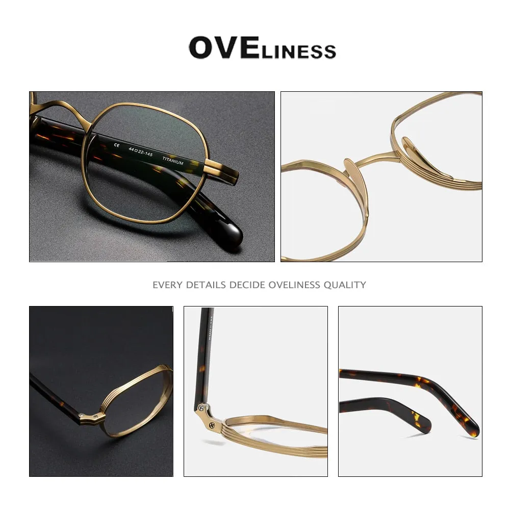 Oveliness Unisex Full Rim Round Acetate Titanium Eyeglasses 132