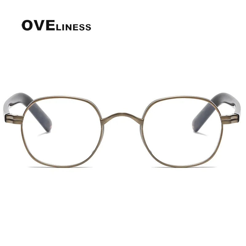 Oveliness Unisex Full Rim Round Acetate Titanium Eyeglasses 132