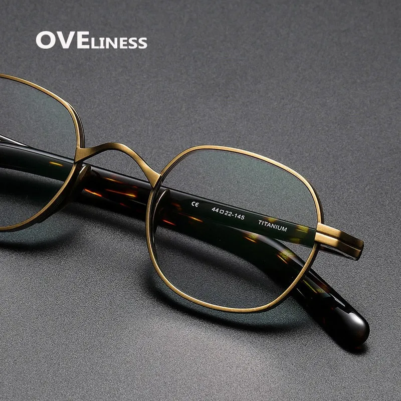 Oveliness Unisex Full Rim Round Acetate Titanium Eyeglasses 132