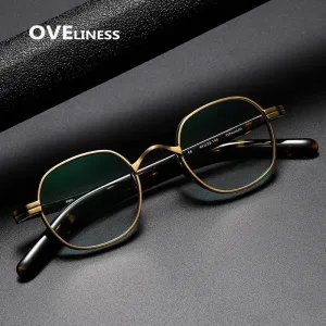 Oveliness Unisex Full Rim Round Acetate Titanium Eyeglasses 132