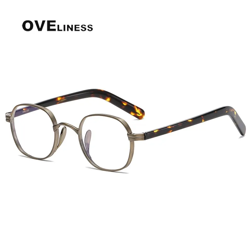 Oveliness Unisex Full Rim Round Acetate Titanium Eyeglasses 132