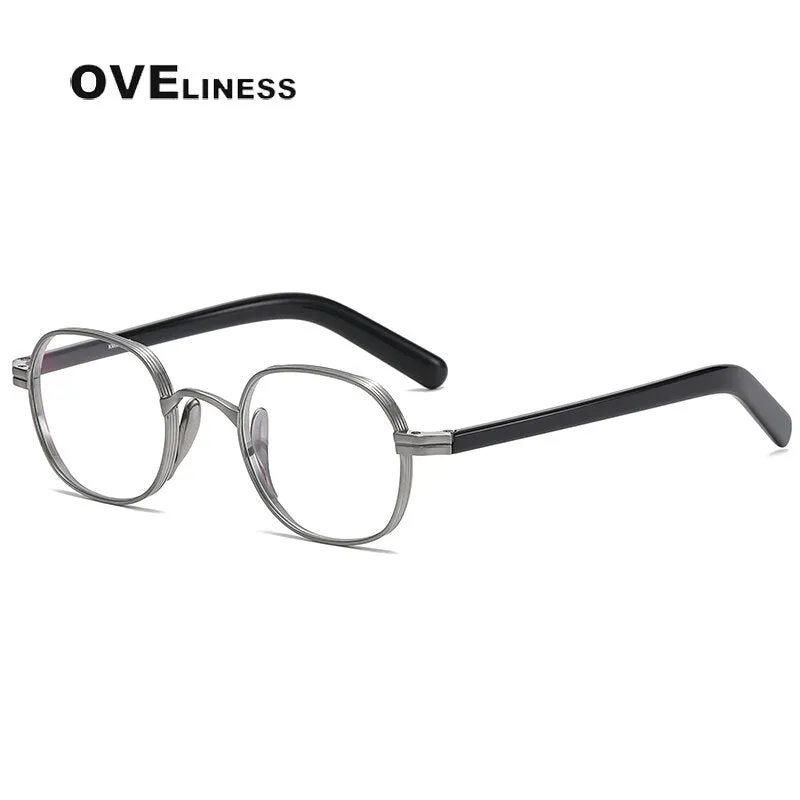 Oveliness Unisex Full Rim Round Acetate Titanium Eyeglasses 132