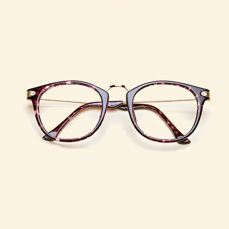 Oveliness Unisex Full Rim Round Tr 90 Titanium Alloy Eyeglasses 5844