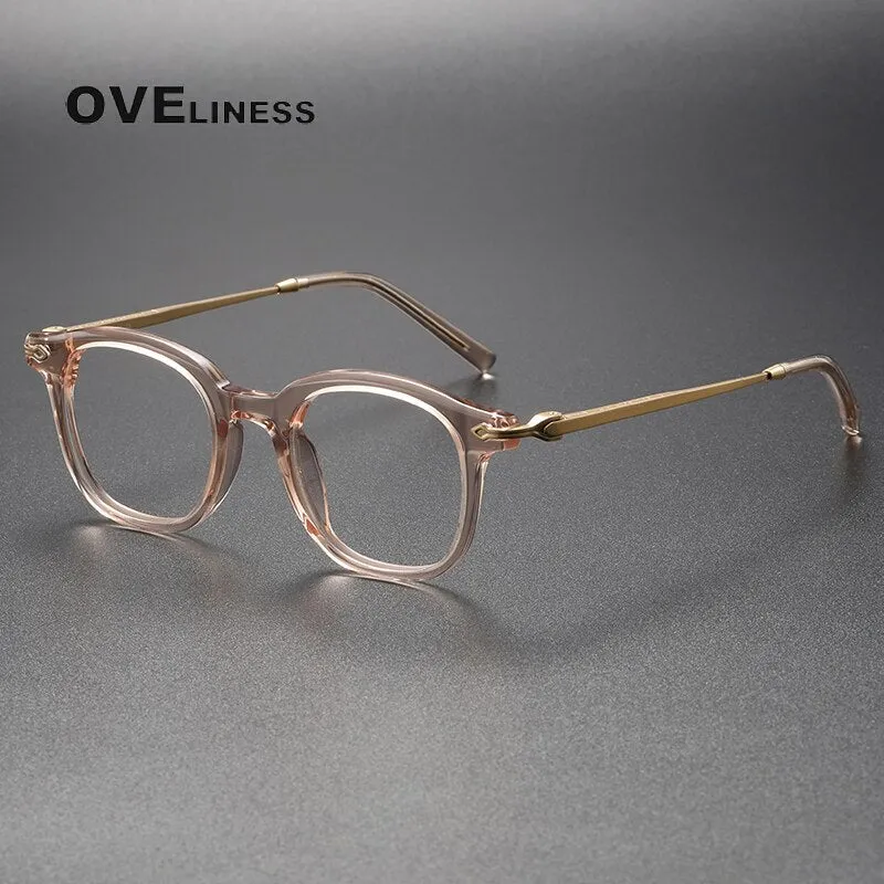 Oveliness Unisex Full Rim Square Acetate Titanium Eyeglasses 80851