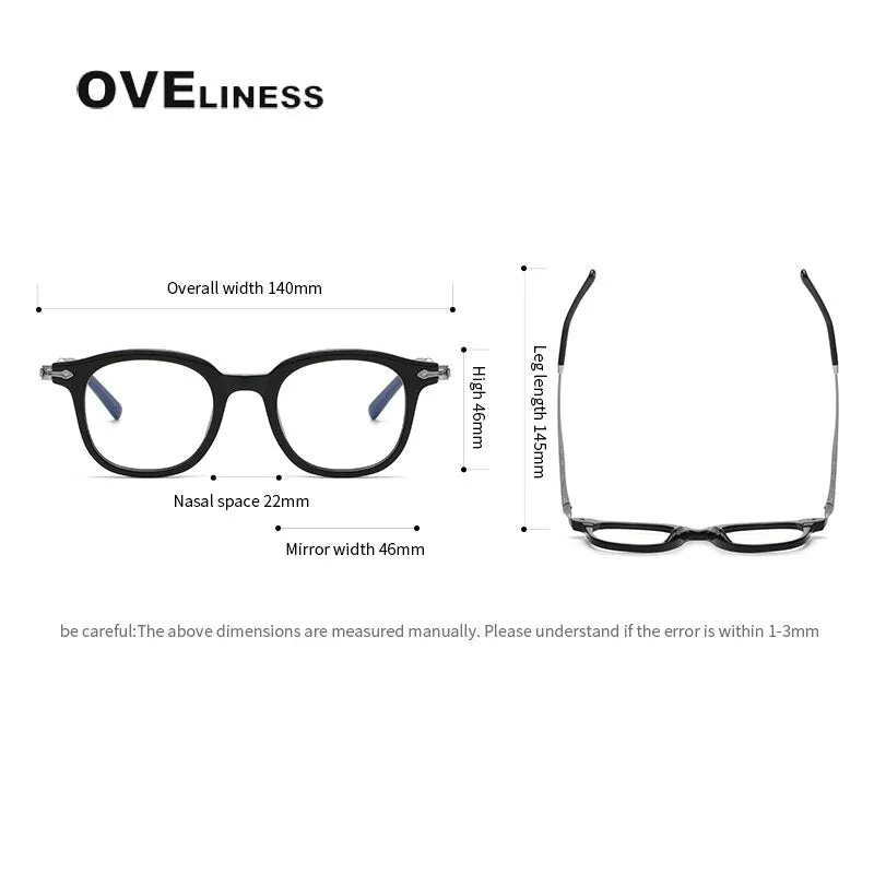 Oveliness Unisex Full Rim Square Acetate Titanium Eyeglasses 80851