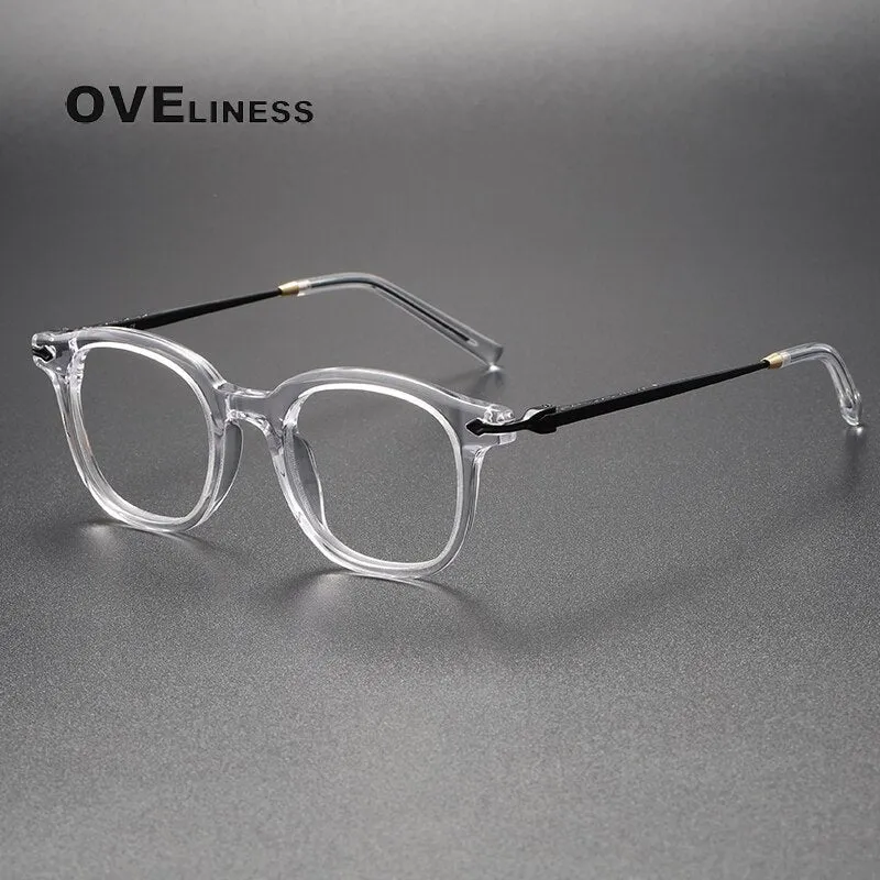 Oveliness Unisex Full Rim Square Acetate Titanium Eyeglasses 80851