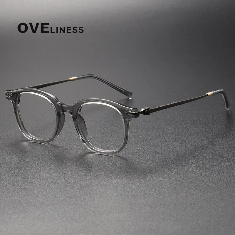 Oveliness Unisex Full Rim Square Acetate Titanium Eyeglasses 80851