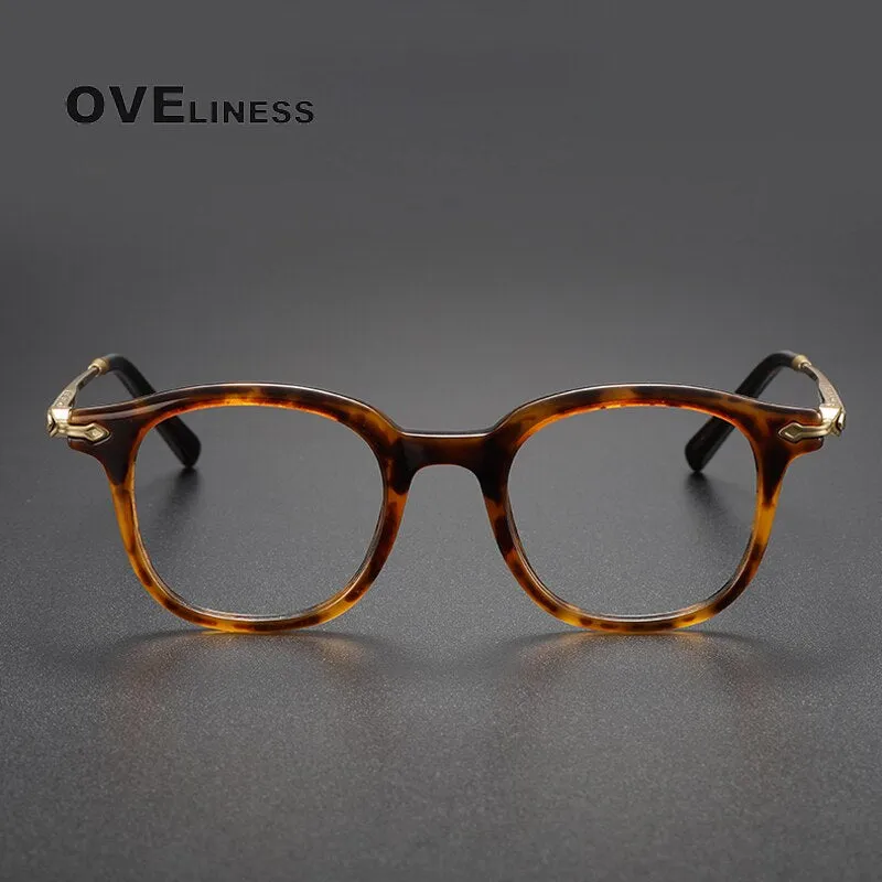 Oveliness Unisex Full Rim Square Acetate Titanium Eyeglasses 80851