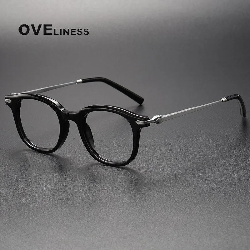 Oveliness Unisex Full Rim Square Acetate Titanium Eyeglasses 80851