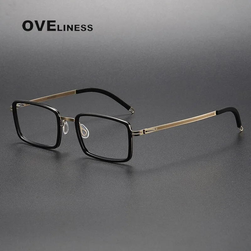 Oveliness Unisex Full Rim Square Acetate Titanium Eyeglasses 8202320