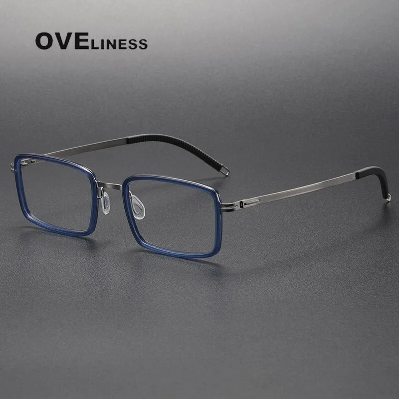 Oveliness Unisex Full Rim Square Acetate Titanium Eyeglasses 8202320