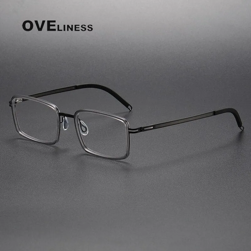 Oveliness Unisex Full Rim Square Acetate Titanium Eyeglasses 8202320