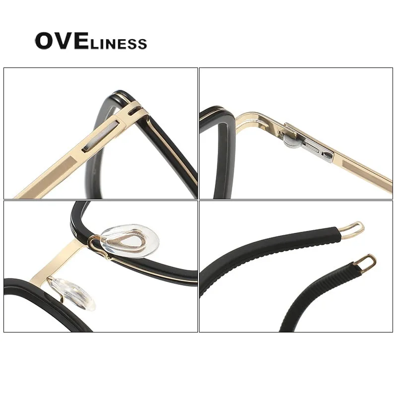 Oveliness Unisex Full Rim Square Acetate Titanium Eyeglasses 8202320