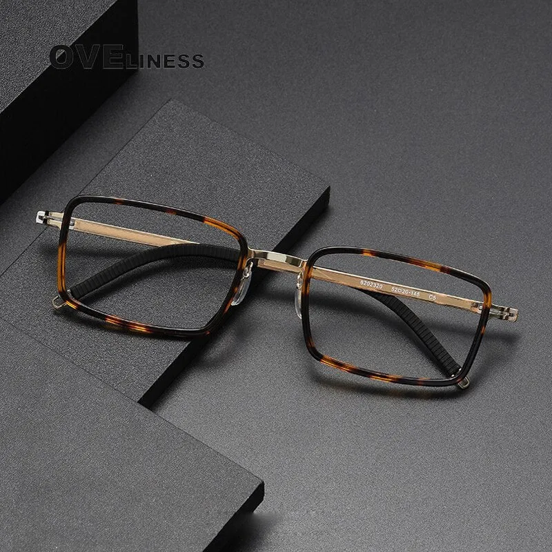 Oveliness Unisex Full Rim Square Acetate Titanium Eyeglasses 8202320