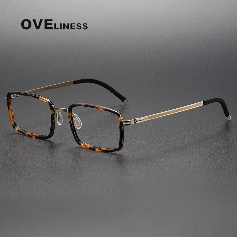 Oveliness Unisex Full Rim Square Acetate Titanium Eyeglasses 8202320