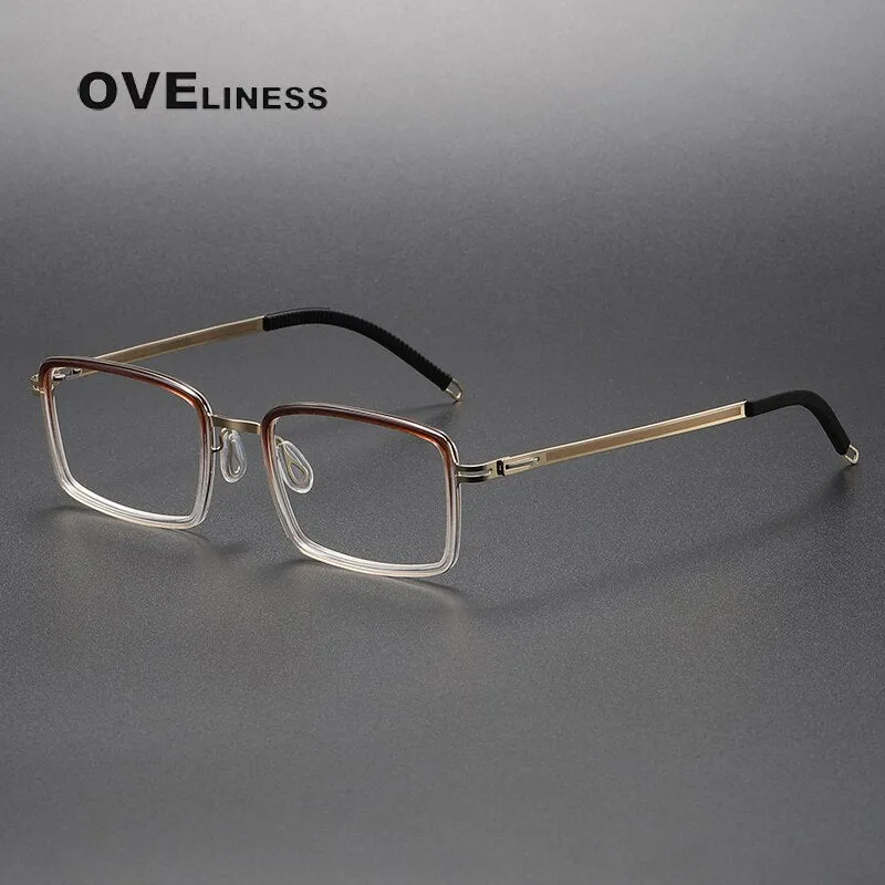 Oveliness Unisex Full Rim Square Acetate Titanium Eyeglasses 8202320