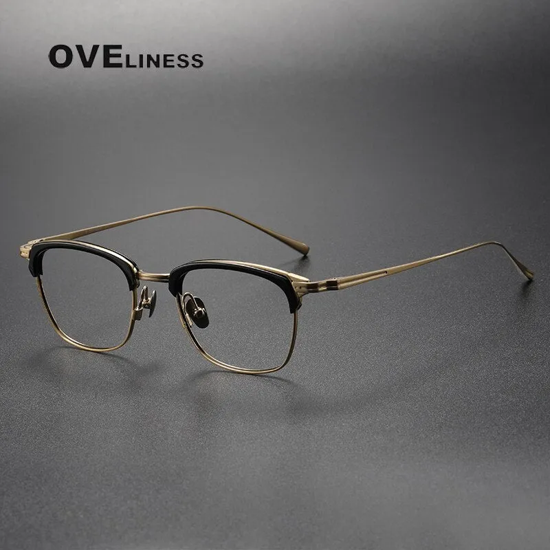 Oveliness Unisex Full Rim Square Acetate Titanium Eyeglasses Kj26