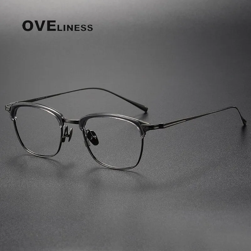 Oveliness Unisex Full Rim Square Acetate Titanium Eyeglasses Kj26