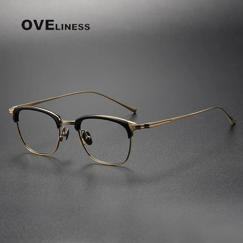 Oveliness Unisex Full Rim Square Acetate Titanium Eyeglasses Kj26