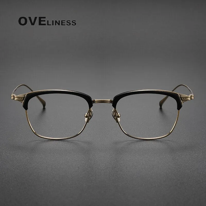 Oveliness Unisex Full Rim Square Acetate Titanium Eyeglasses Kj26