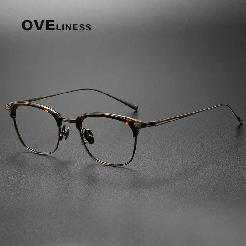 Oveliness Unisex Full Rim Square Acetate Titanium Eyeglasses Kj26