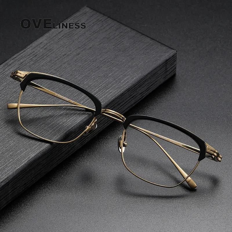 Oveliness Unisex Full Rim Square Acetate Titanium Eyeglasses Kj26