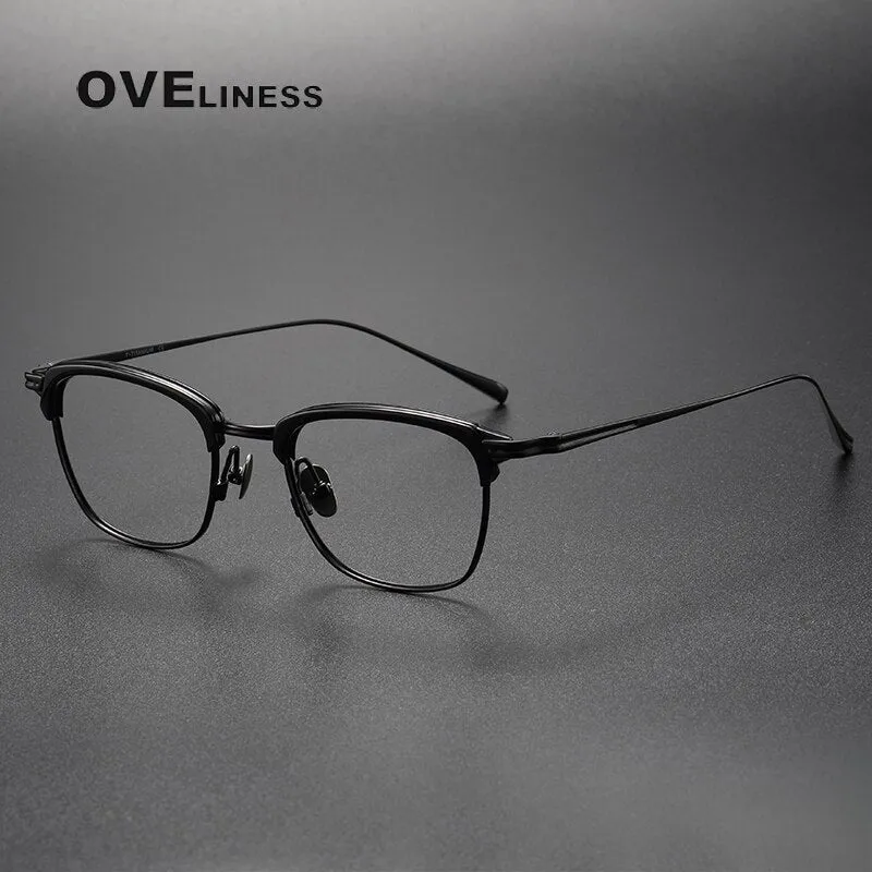 Oveliness Unisex Full Rim Square Acetate Titanium Eyeglasses Kj26