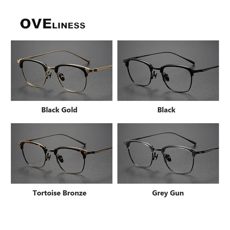 Oveliness Unisex Full Rim Square Acetate Titanium Eyeglasses Kj26