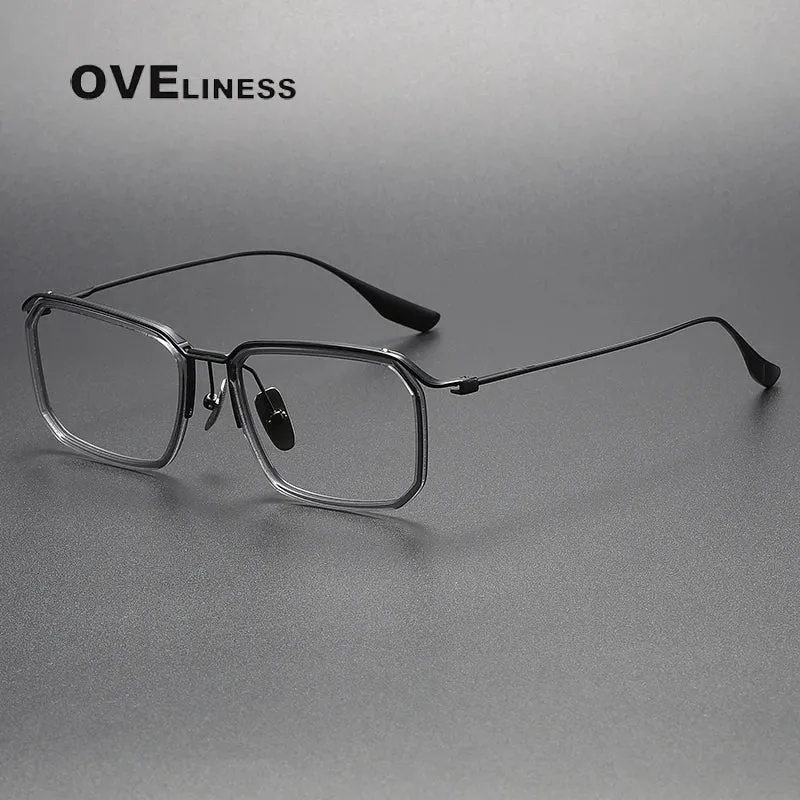 Oveliness Unisex Full Rim Square Acetate Titanium Eyeglasses X423