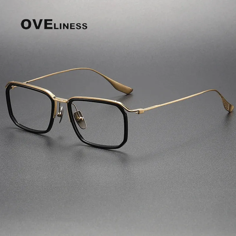 Oveliness Unisex Full Rim Square Acetate Titanium Eyeglasses X423