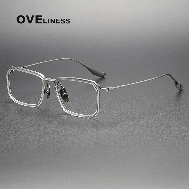 Oveliness Unisex Full Rim Square Acetate Titanium Eyeglasses X423