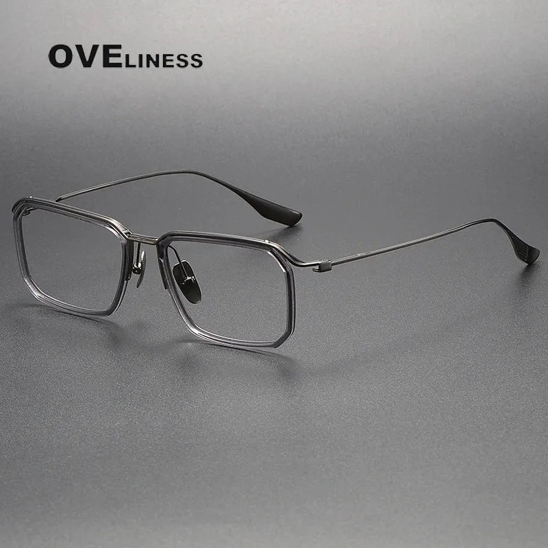 Oveliness Unisex Full Rim Square Acetate Titanium Eyeglasses X423