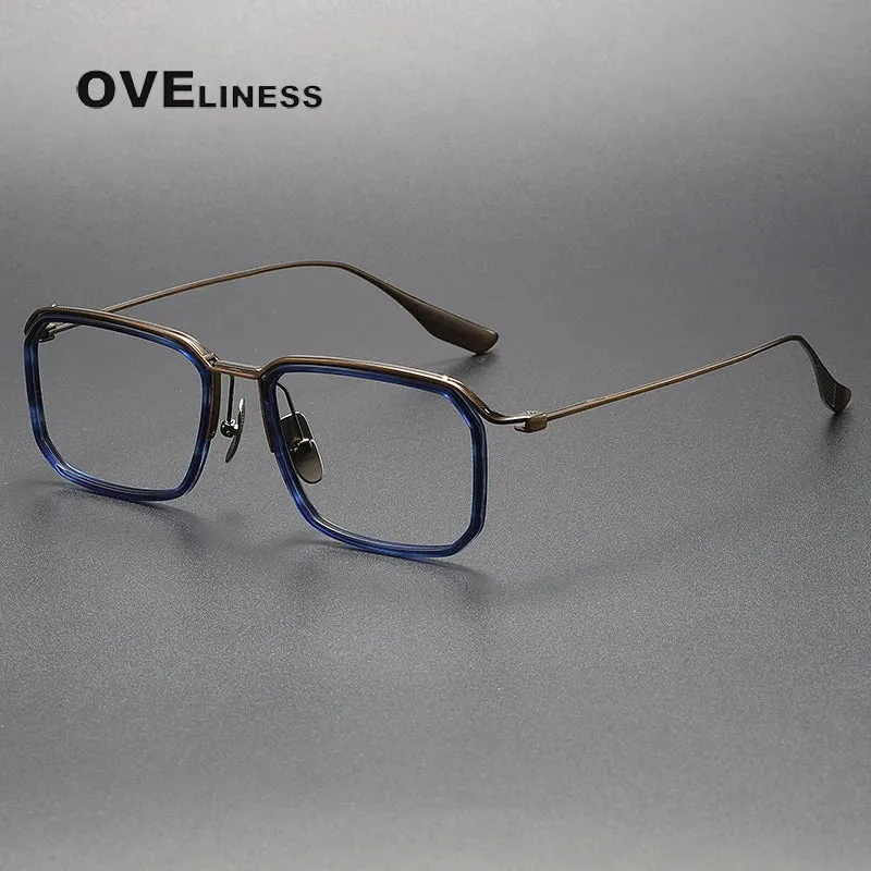 Oveliness Unisex Full Rim Square Acetate Titanium Eyeglasses X423