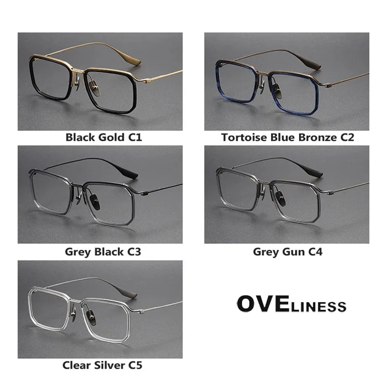 Oveliness Unisex Full Rim Square Acetate Titanium Eyeglasses X423