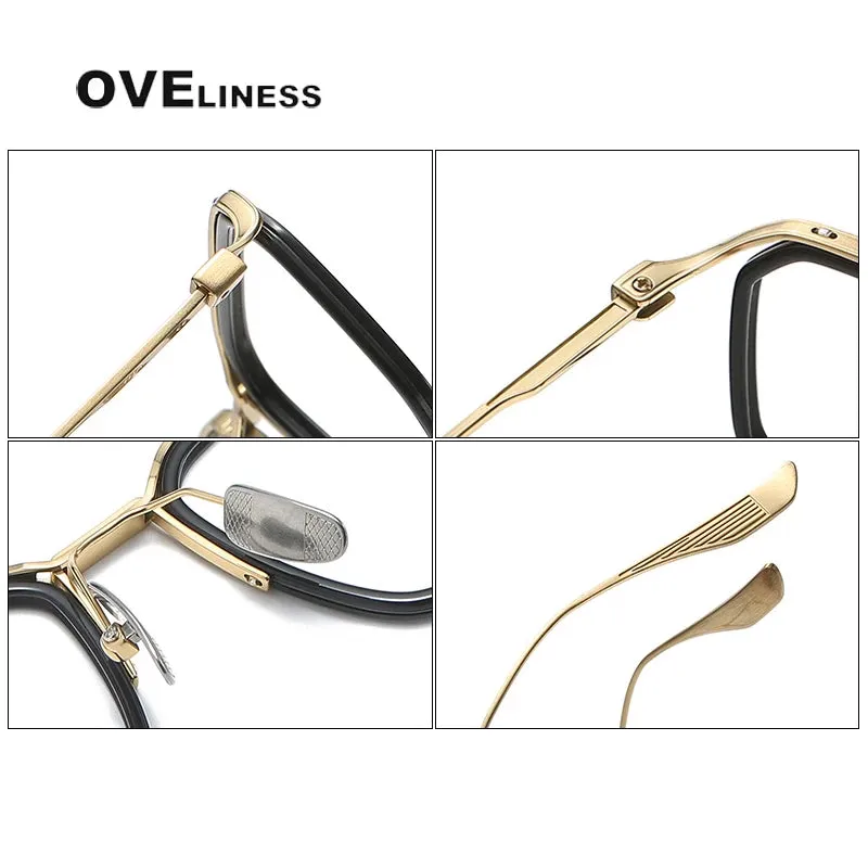 Oveliness Unisex Full Rim Square Acetate Titanium Eyeglasses X423