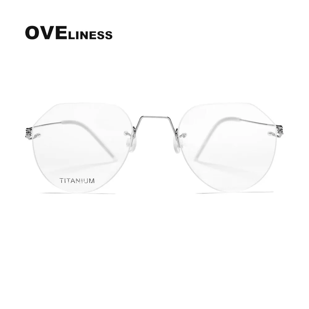 Oveliness Unisex Rimless Round Square Screwless Titanium Eyeglasses 9891