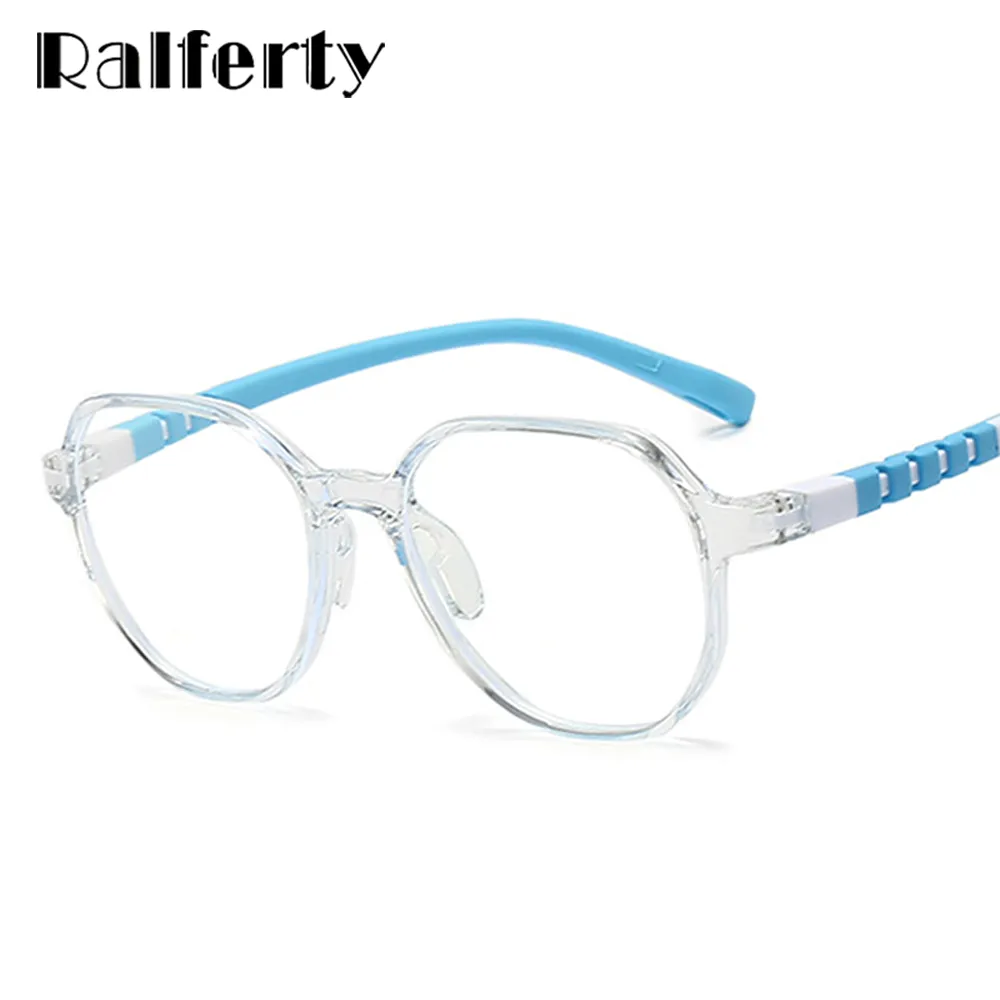 Ralferty Unisex Children's Full Rim Flat Top Round Tr 90 Acetate Silicone Eyeglasses M91032