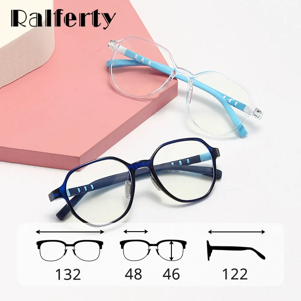 Ralferty Unisex Children's Full Rim Flat Top Round Tr 90 Acetate Silicone Eyeglasses M91032