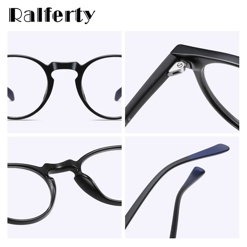 Ralferty Unisex Eyeglasses Round TR90 Anti Blue Light D2320