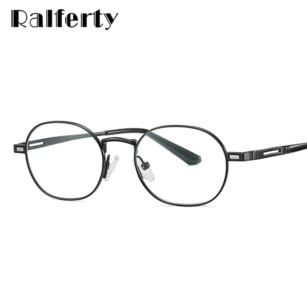 Ralferty Unisex Full Rim Oval Alloy Eyeglasses With Clip On Polarized Sunglasses D8802