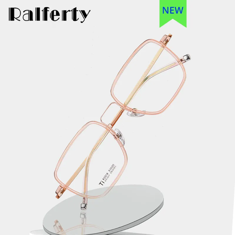 Ralferty Unisex Full Rim Square Titanium Acetate Eyeglasses Dt2318