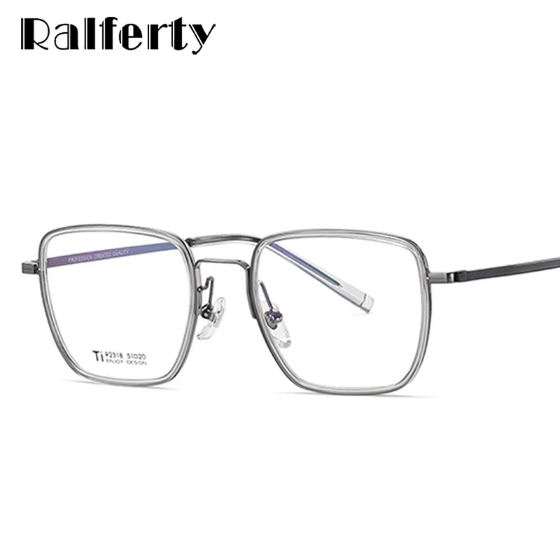 Ralferty Unisex Full Rim Square Titanium Acetate Eyeglasses Dt2318