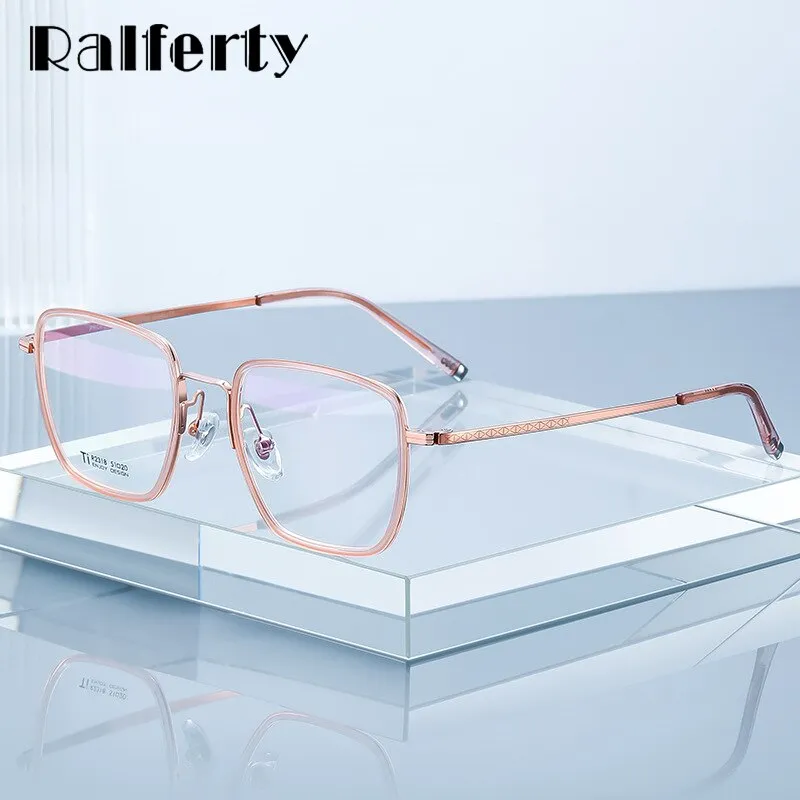 Ralferty Unisex Full Rim Square Titanium Acetate Eyeglasses Dt2318