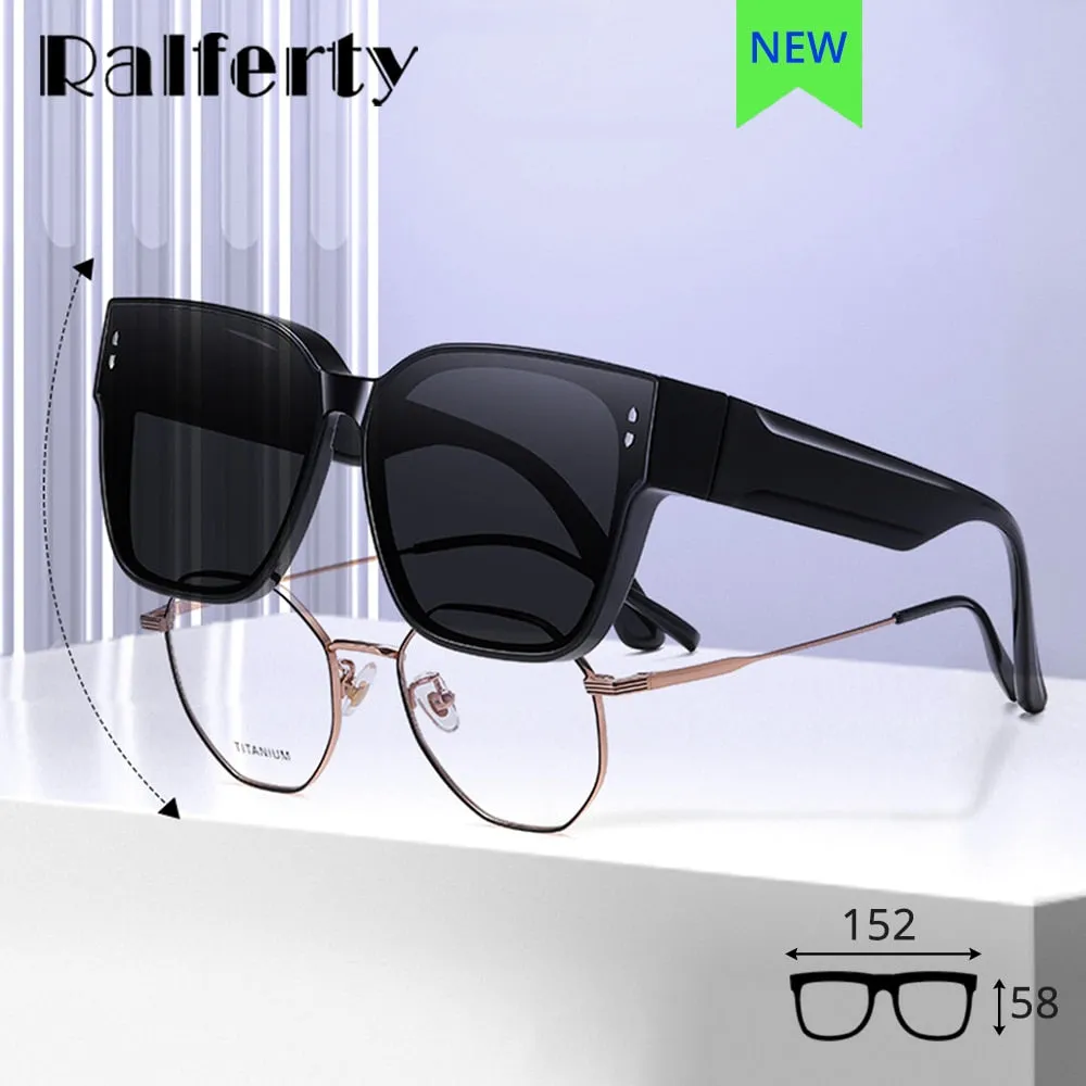 Ralferty Unisex Full Rim Square Tr 90 Acetate Oversized Overlay Sunglasses D7520