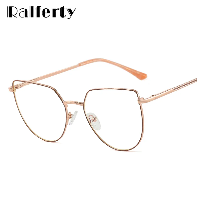 Ralferty Women's Full Rim Flat Top Cat Eye Alloy Eyeglasses F91211