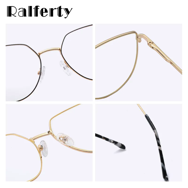 Ralferty Women's Full Rim Flat Top Cat Eye Alloy Eyeglasses F91211