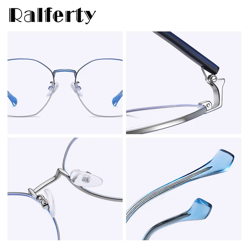 Ralferty Women's Full Rim Irregular Polygon Alloy Eyeglasses D218